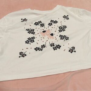 Nike White Crop Tee with Floral Accents medium